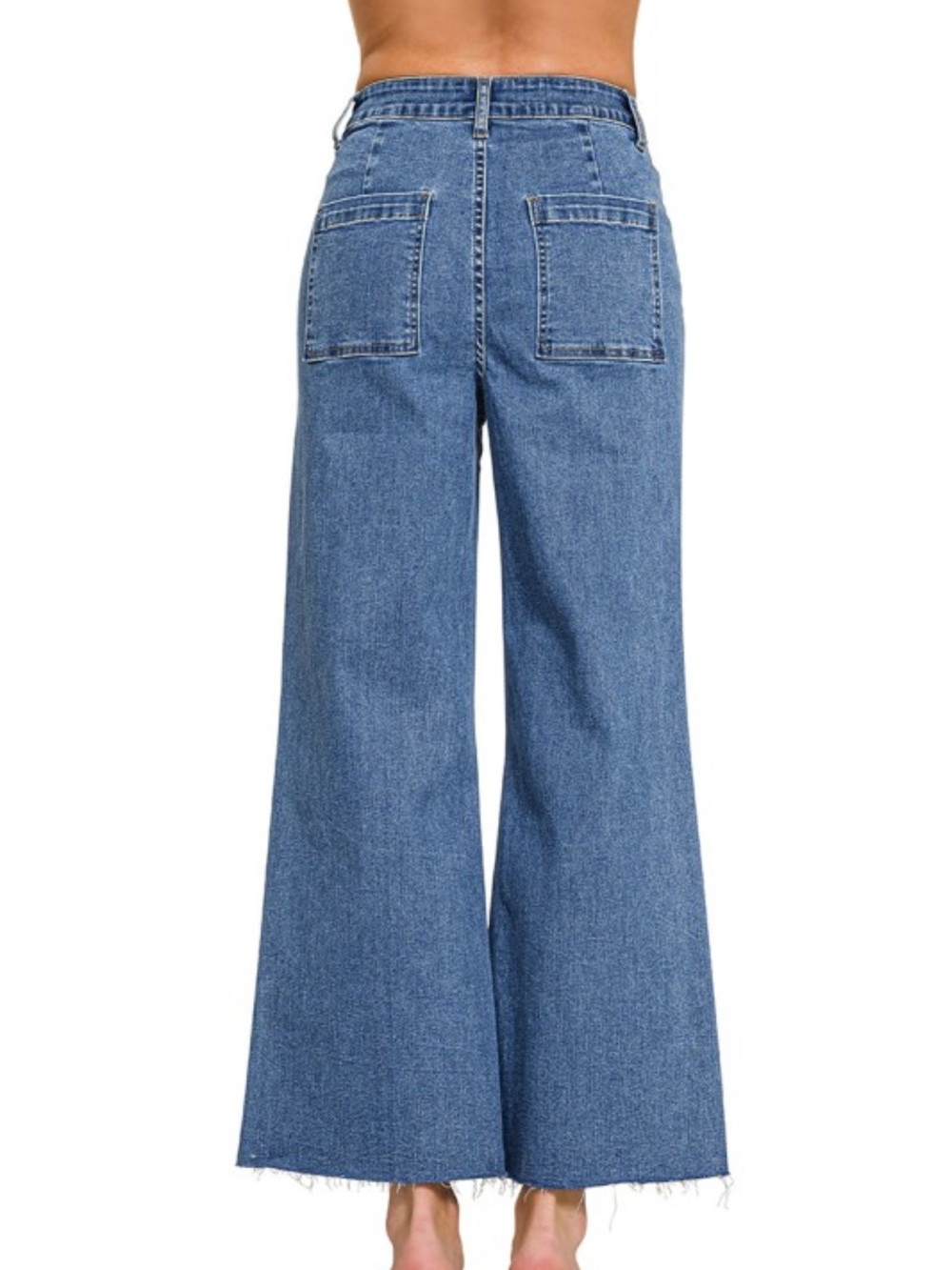 NWT Zenana High Waist Wide Leg Straight Denim Pants size medium stretch - Picture 3 of 13